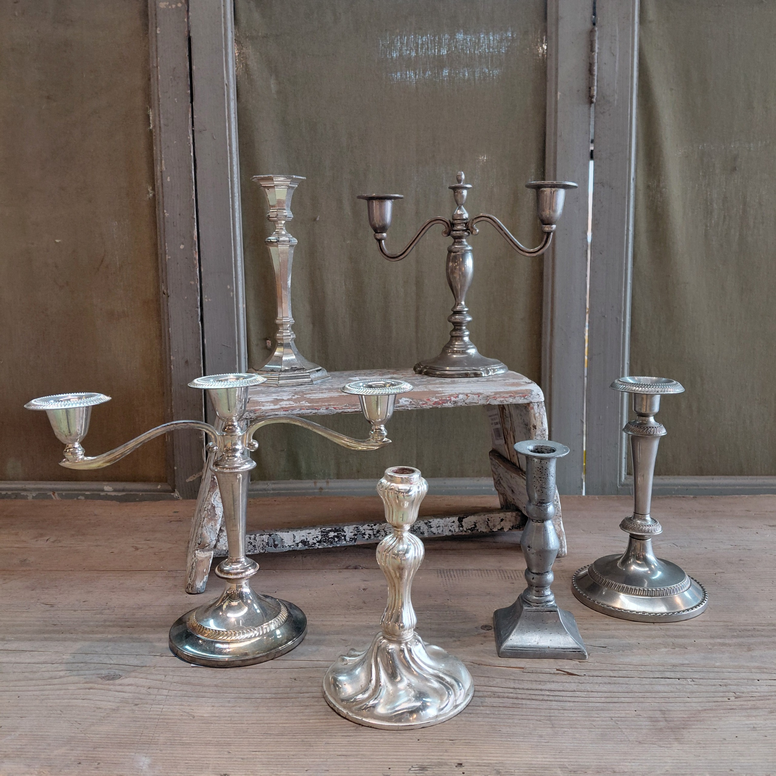 Bougeoirs métal argenté