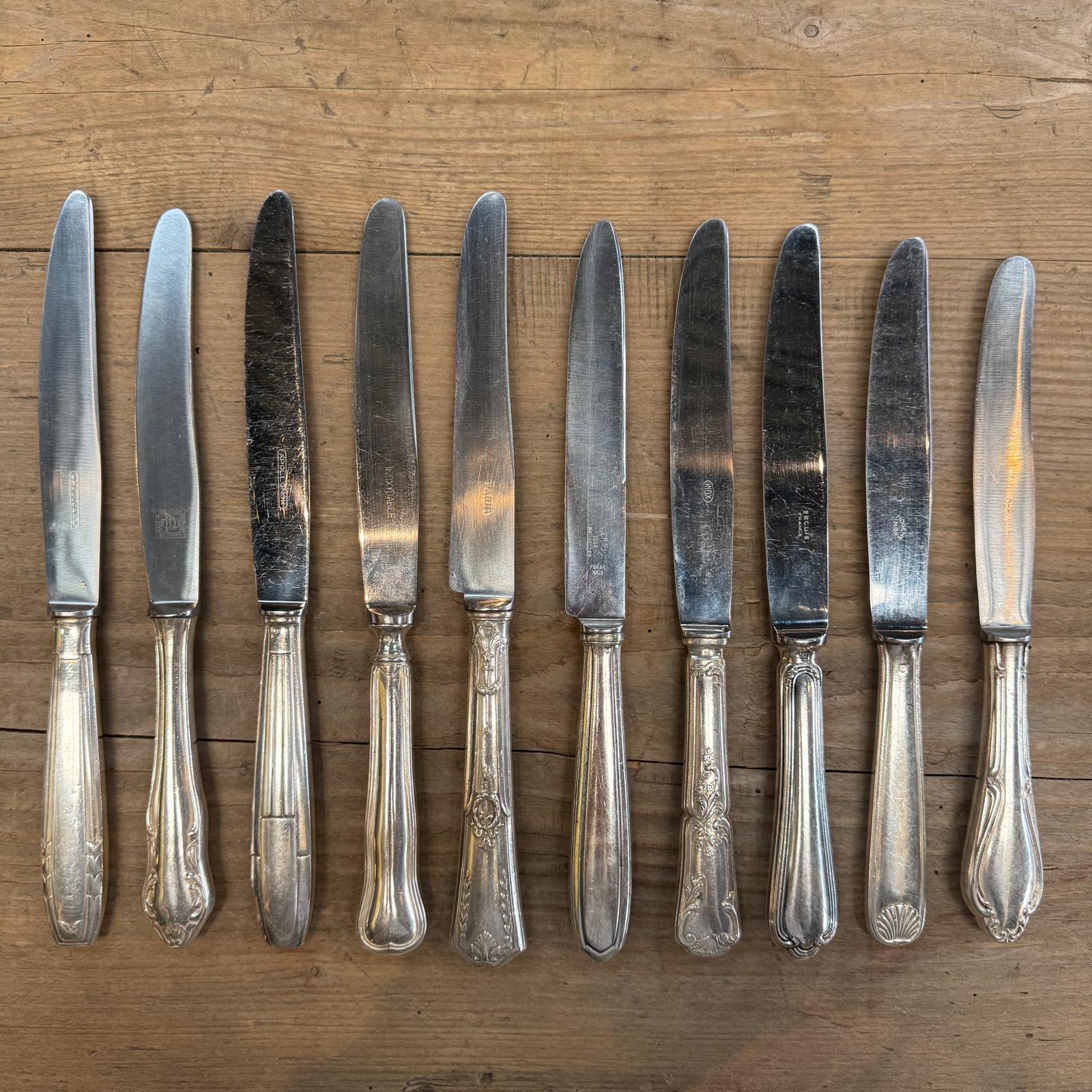 Couteaux manche métal argenté